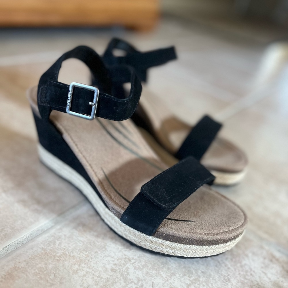 Black wedge sandals